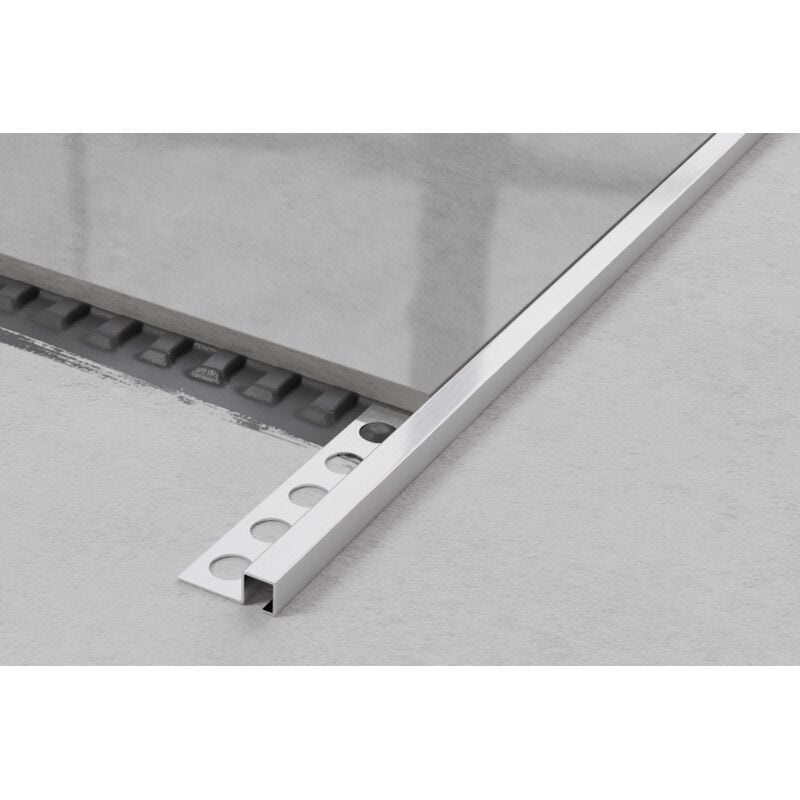 foto del prodotto ilcom profilo angolare q universale in acciaio inossidabile per piastrelle 1cm x 244cm argento satinato