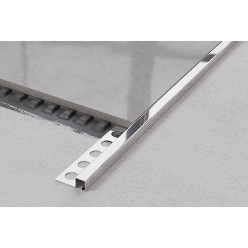 foto del prodotto ilcom profilo angolare q universale in acciaio inossidabile per piastrelle 1cm x 270cm argento lucido