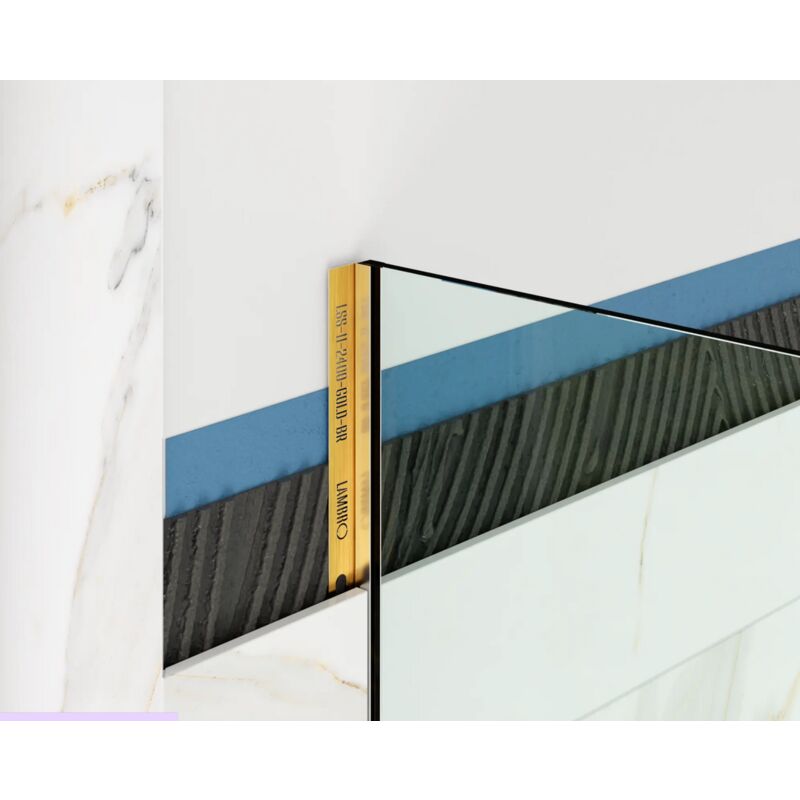 foto del prodotto ilcom profilo in acciaio inossidabile per montaggio vetro 8 10mm doccia parete 11mm x 2400mm oro satinato