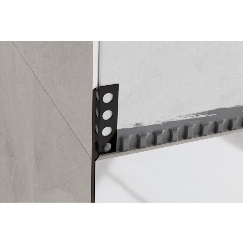 foto del prodotto ilcom profilo rs angolare rettificato a 45 gradi in acciaio inossidabile 1.2cm x 270cm nero lucido