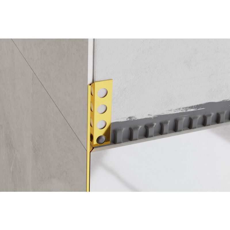foto del prodotto ilcom profilo rs angolare rettificato a 45 gradi in acciaio inossidabile 1.4cm x 270cm oro lucido