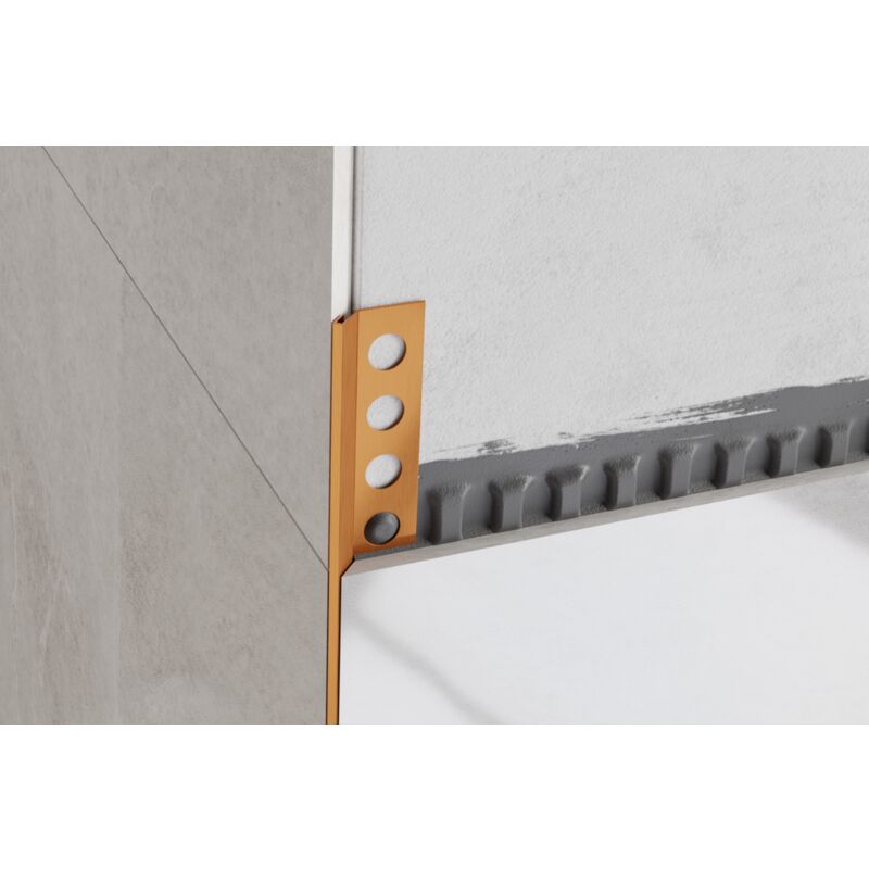 foto del prodotto ilcom profilo rs angolare rettificato a 45 gradi in acciaio inossidabile 1.4cm x 270cm rame satinato