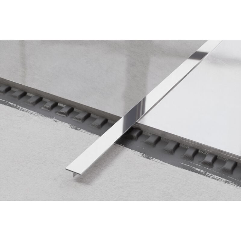 foto del prodotto ilcom profilo ts coprigiunto rettificato in acciaio inossidabile 1.5cm x 244cm argento lucido