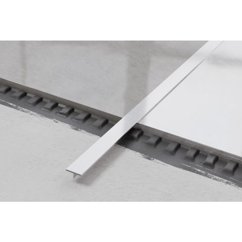 foto del prodotto ilcom profilo ts coprigiunto rettificato in acciaio inossidabile 1.5cm x 244cm argento satinato