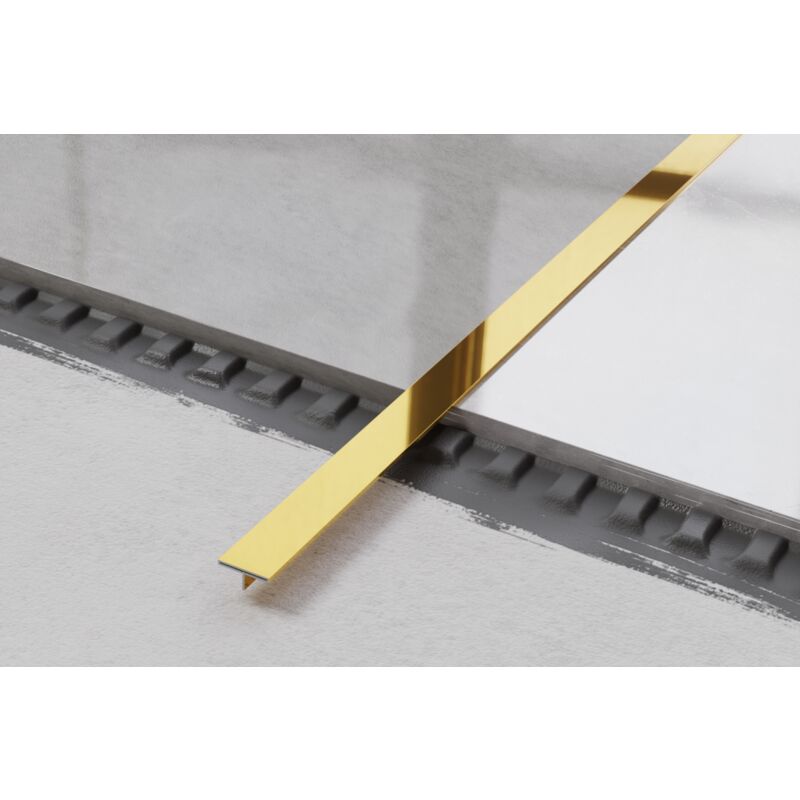 foto del prodotto ilcom profilo ts coprigiunto rettificato in acciaio inossidabile 1.5cm x 244cm oro lucido