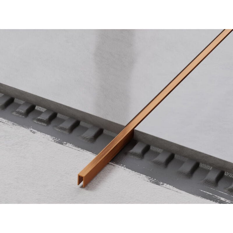 foto del prodotto ilcom profilo u di raccordo rettificato in acciaio inossidabile 0.5cm x 244cm rame satinato