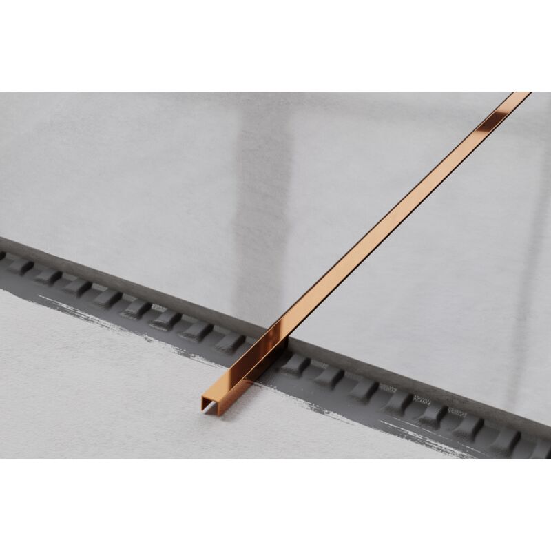 foto del prodotto ilcom profilo u di raccordo rettificato in acciaio inossidabile 1cm x 244cm rame lucido