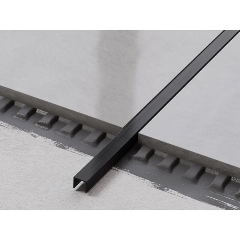 foto del prodotto ilcom profilo u di raccordo rettificato in acciaio inossidabile 1cm x 270cm nero satinato