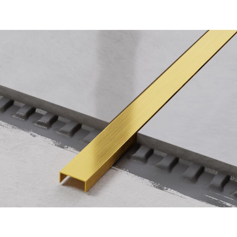 foto del prodotto ilcom profilo u di raccordo rettificato in acciaio inossidabile 2cm x 244cm oro satinato
