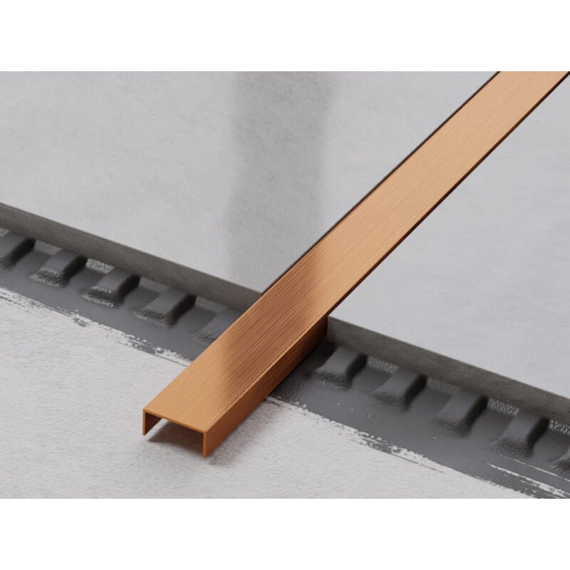 foto del prodotto ilcom profilo u di raccordo rettificato in acciaio inossidabile 2cm x 244cm rame satinato