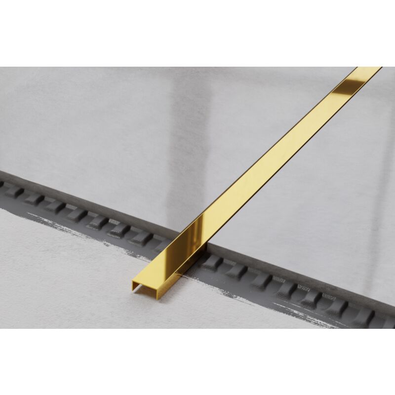 foto del prodotto ilcom profilo u di raccordo rettificato in acciaio inossidabile 2cm x 270cm oro lucido