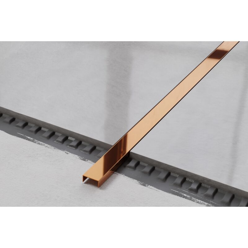 foto del prodotto ilcom profilo u di raccordo rettificato in acciaio inossidabile 2cm x 270cm rame lucido