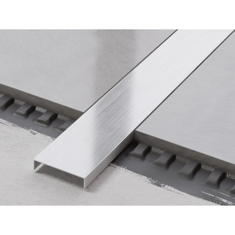 foto del prodotto ilcom profilo u di raccordo rettificato in acciaio inossidabile 4cm x 244cm argento satinato