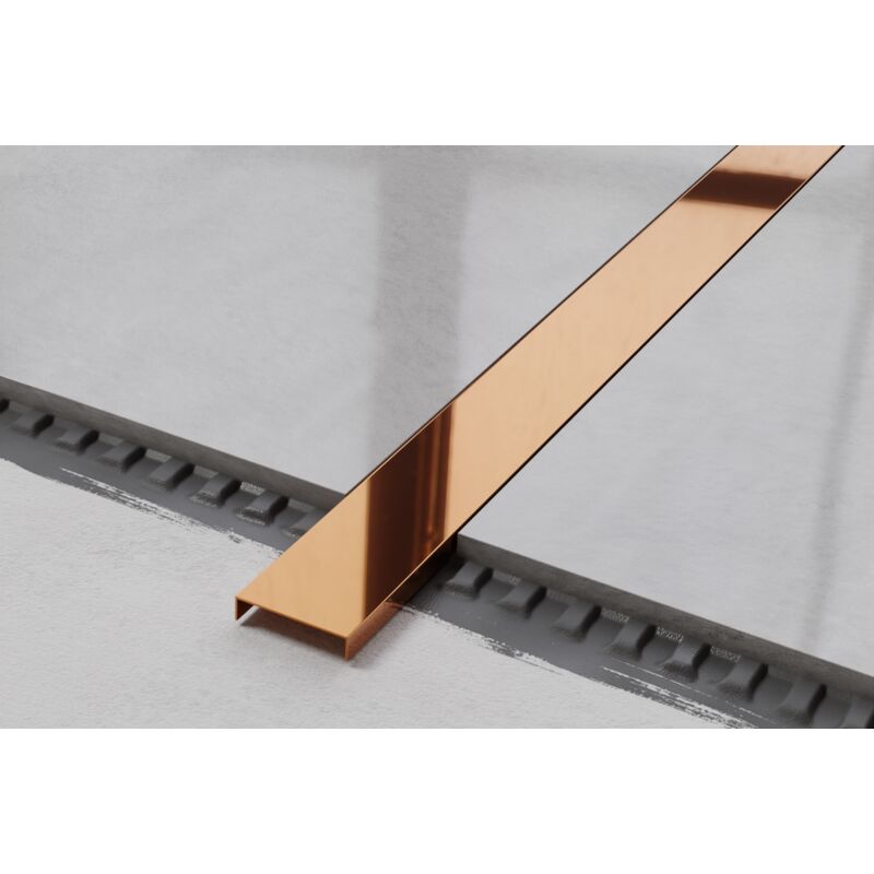 foto del prodotto ilcom profilo u di raccordo rettificato in acciaio inossidabile 4cm x 244cm rame lucido