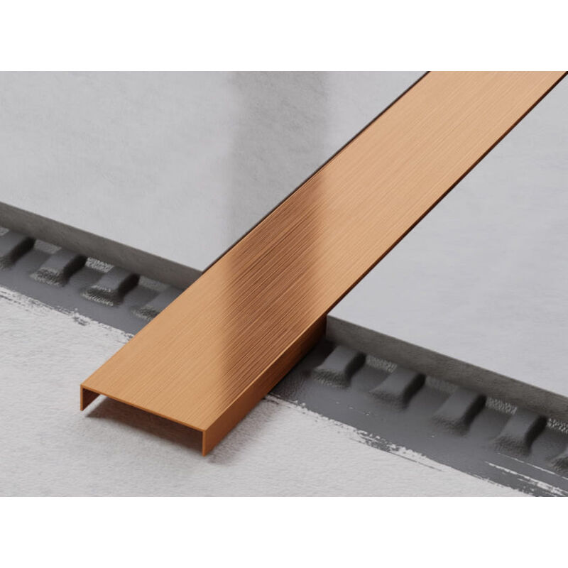 foto del prodotto ilcom profilo u di raccordo rettificato in acciaio inossidabile 4cm x 270cm rame satinato