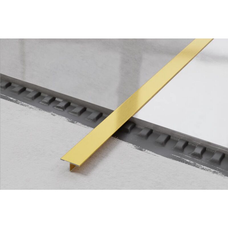 foto del prodotto ilcom profilo universale t coprigiunto in acciaio inossidabile 2cm x 244cm oro satinato