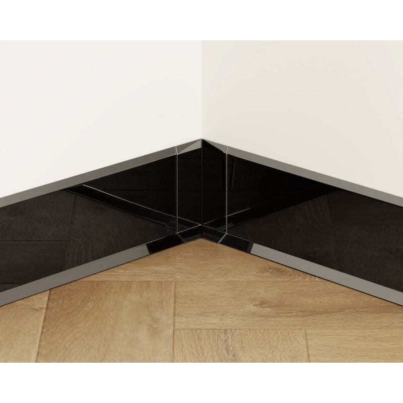 foto del prodotto ilcom set 4 angoli interni fli componibili per battiscopa 10cm x 3cm x 3cm nero lucidato