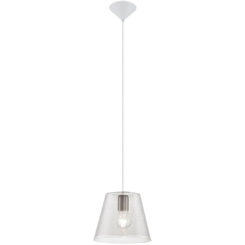 foto del prodotto illuminazione a pendolo sospensione ospiti hotel camera lampada 1 fiamma bianco trasparente eglo 13516