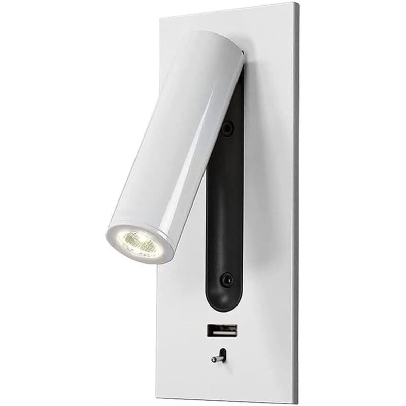 foto del prodotto illuminazione da parete, lampada da parete a led regolabile, lampada da lettura focalizzata, lampada da parete moderna con porta di ricarica usb per