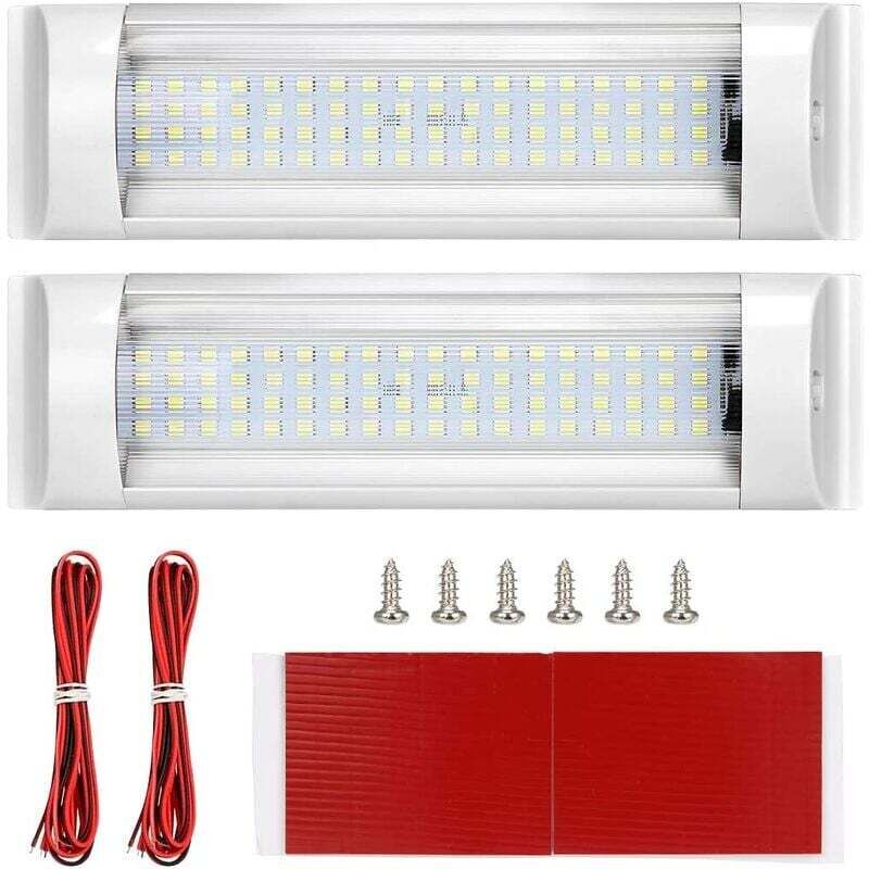 foto del prodotto illuminazione interna, plafoniere a led, illuminazione da tetto 12v 80v 72 led 6000k per camper rimorchio furgone barca con interruttore on off