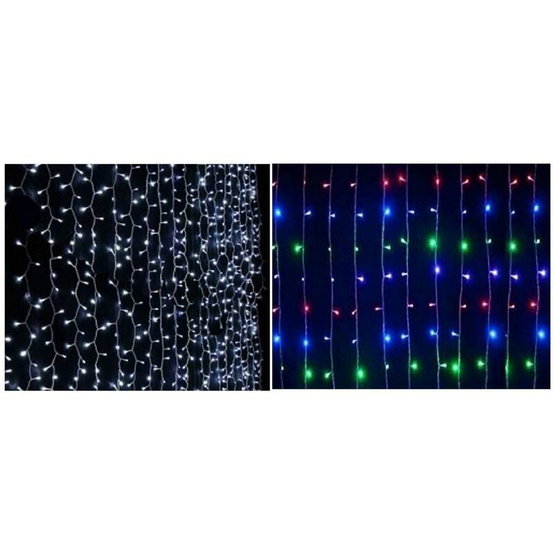 foto del prodotto illuminazione natalizia tenda cambia colore 160 led bianco e multicolore 2 in 1 dimensioni 1,6x1,5m esterno 14518306 giocoplast natale