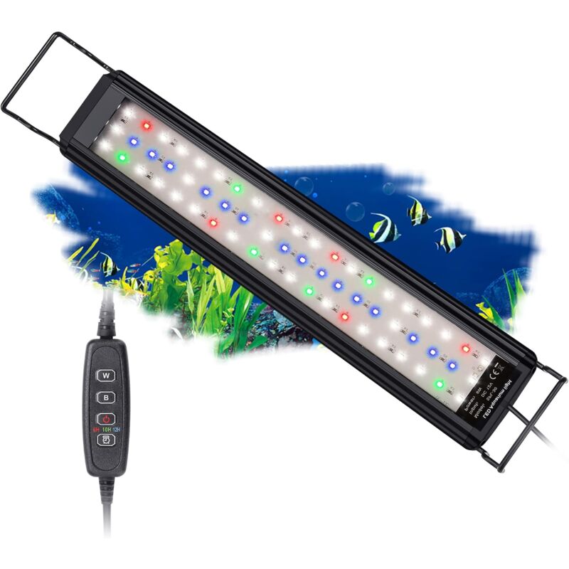 foto del prodotto illuminazione per acquari, luce led a spettro completo per acquari con controller, 10 livelli di luminosit regolabili, timer regolabile 6 10 12 ore.