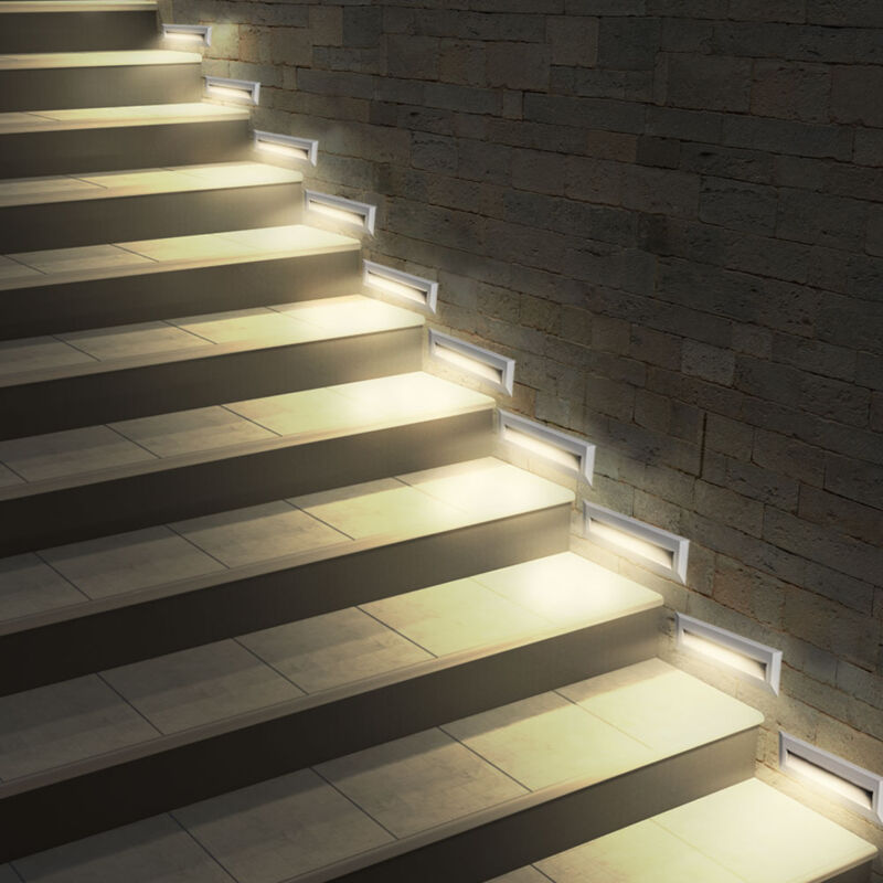 foto del prodotto illuminazione per gradini da esterni lampada per scale da giardino illuminazione per scale terrazza, grigio, led 3w 110lm bianco neutro, lxaxp