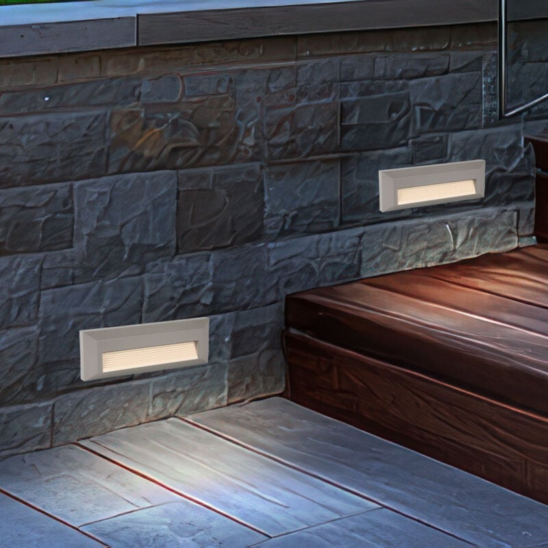 foto del prodotto illuminazione per gradini per esterni lampada per scale da giardino illuminazione per scale terrazza, grigio, led 3w 110lm bianco neutro, lxaxp