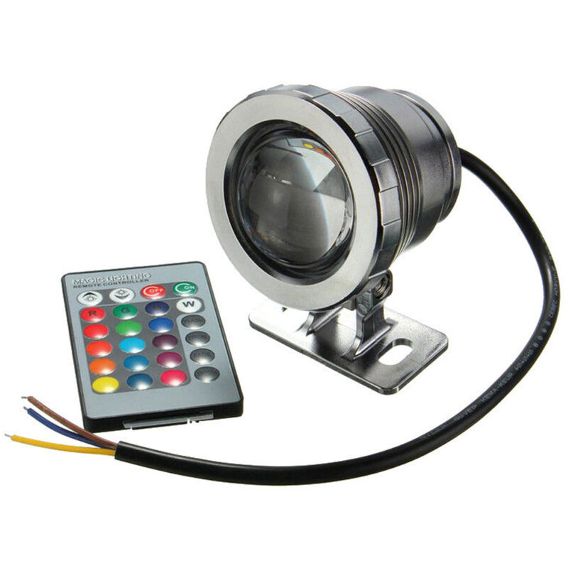 foto del prodotto illuminazione subacquea rgb da 10 w, faretto subacqueo led ip65 con telecomando, illuminazione per piscine da esterno, adatto per piscine, giardini