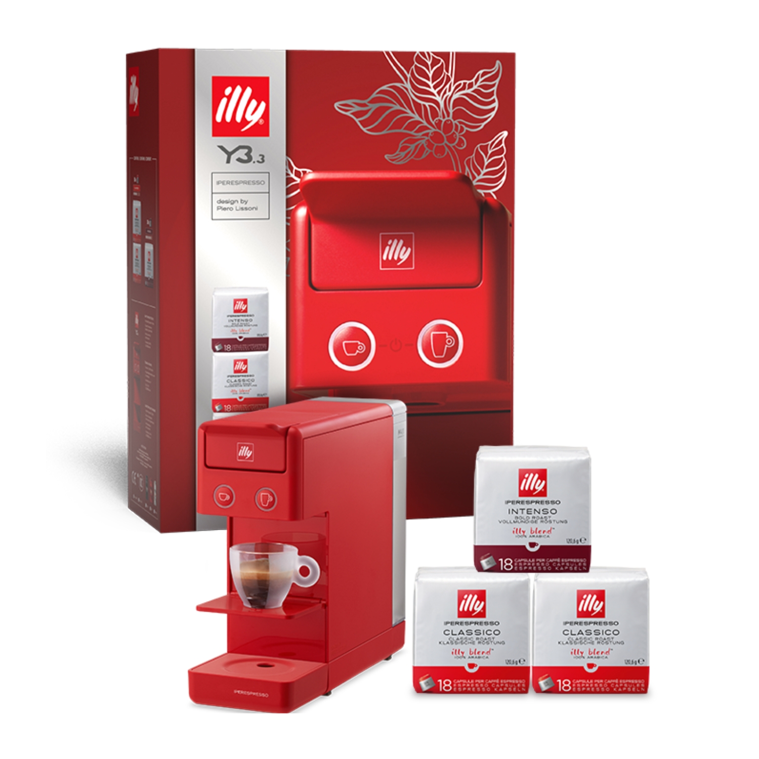 foto del prodotto illy christmas bundle m.d.c.iperespresso y3.3 rossa 54 capsule