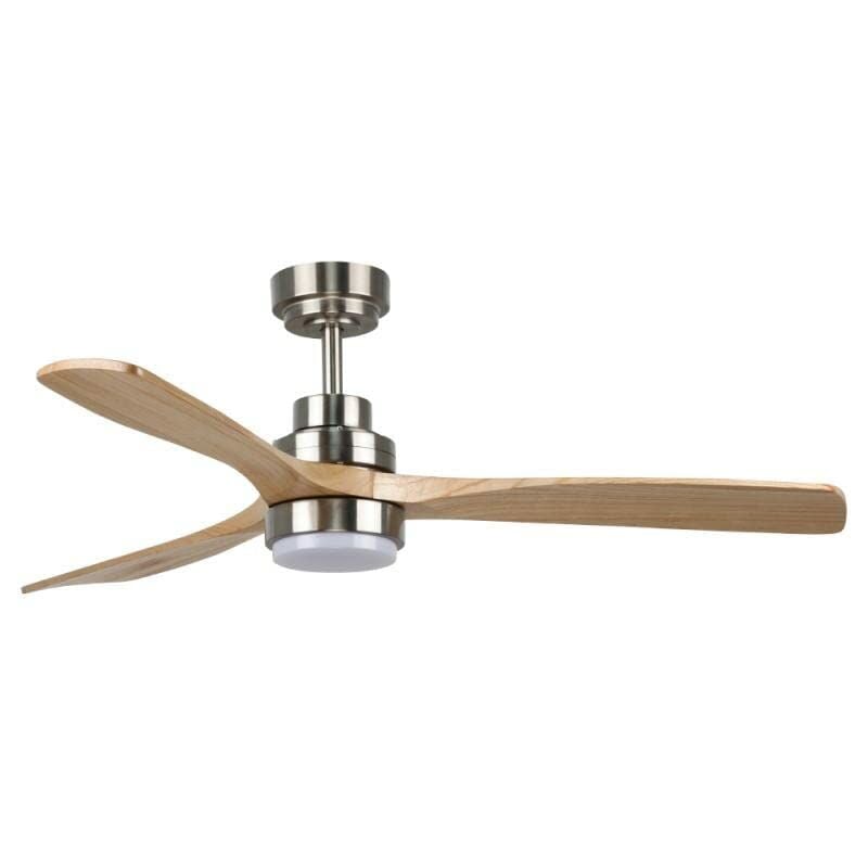 foto del prodotto iluminashop m ledme ventilatore da soffitto led wood nichel con luce da 18 w e telecomando, motore dc 30 w, 6 velocit , silenzioso, 3 pale in