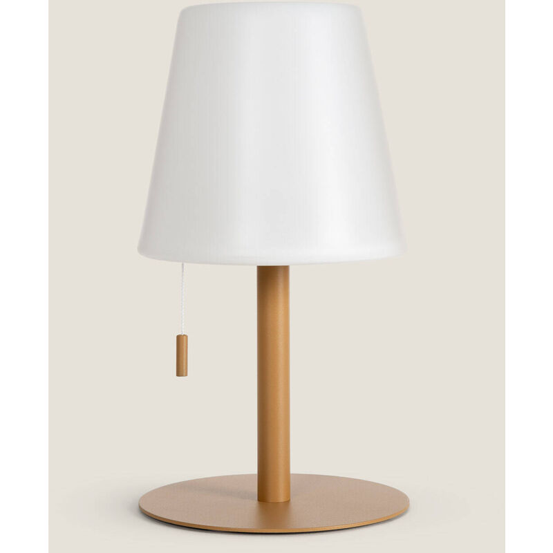 foto del prodotto iluzzia lampada da tavolo led 2,6w portatile per esterno in alluminio con batteria ricaricabile epinay cammello