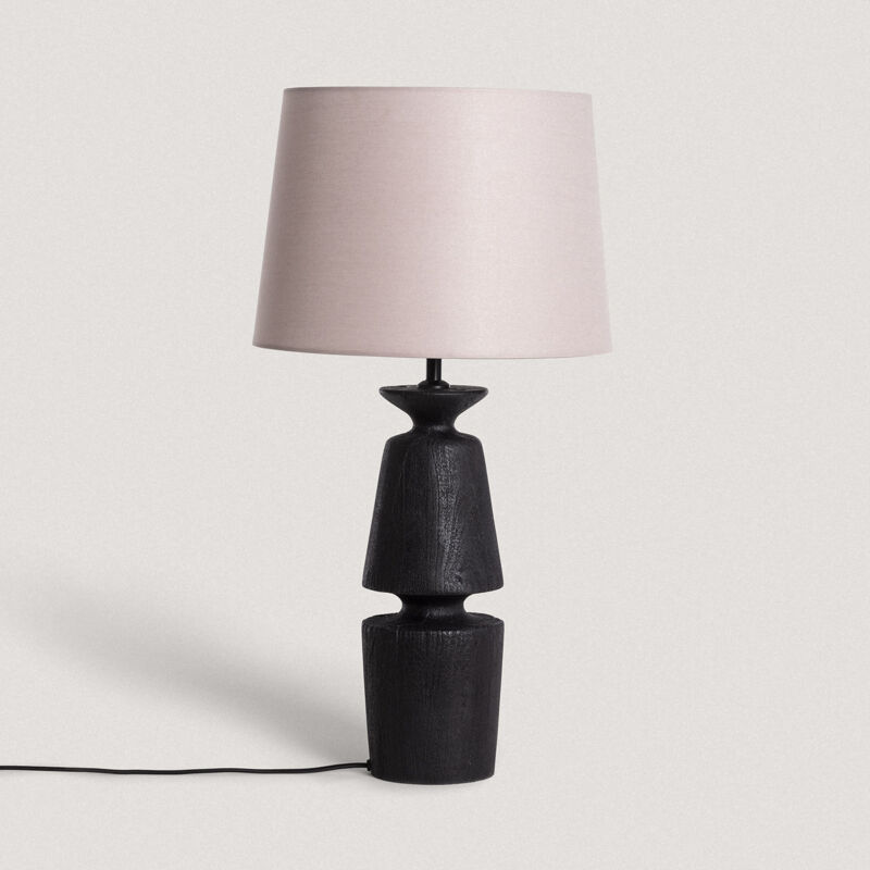 foto del prodotto iluzzia lampada da tavolo legno alaia tortora