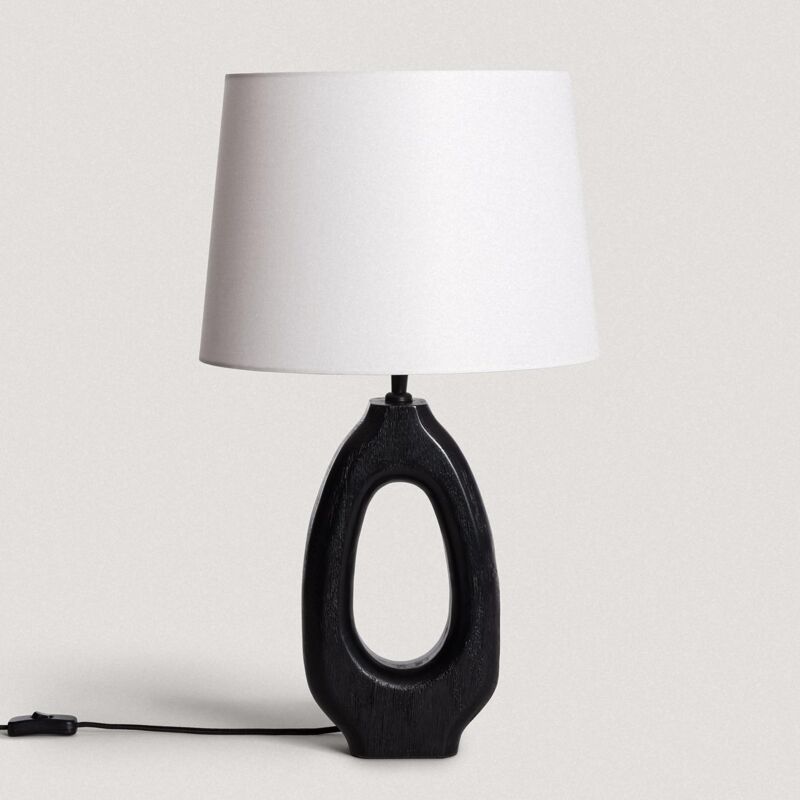 foto del prodotto iluzzia lampada da tavolo legno nero darshan bianco antico