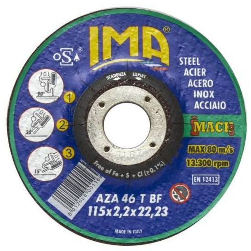 foto del prodotto ima minidisco x ferro taglio sbavo d.115x2,2. prezzo per 1 pezzo.