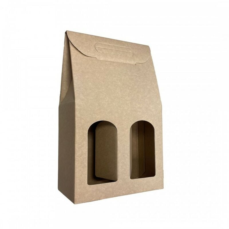 foto del prodotto imballaggi 2000 1 scatola portabottiglie marrone scatole di cartone per bottiglie di vino prosecco champagne confezione da 2 bottiglie ideali