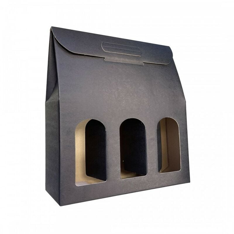 foto del prodotto imballaggi 2000 1 scatola portabottiglie nera scatole di cartone per bottiglie di vino prosecco champagne confezione da 3 bottiglie ideali