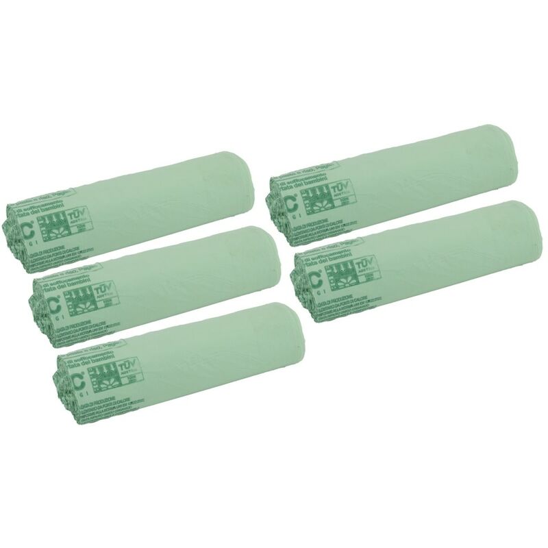foto del prodotto imballaggi 2000 10 rotoli da 10 sacchi per raccolta rifiuti umido, organico cm 70x110 110 litri resistenti, biodegradabili e compostabili, 100