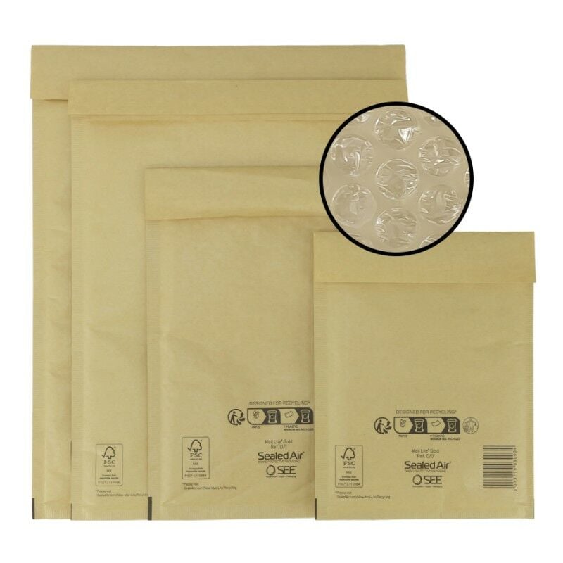 foto del prodotto imballaggi 2000 buste postali imbottite mail lite gold 50 pezzi 27x36 cm buste imbottite per spedizione buste con pluriball ideali per spedire