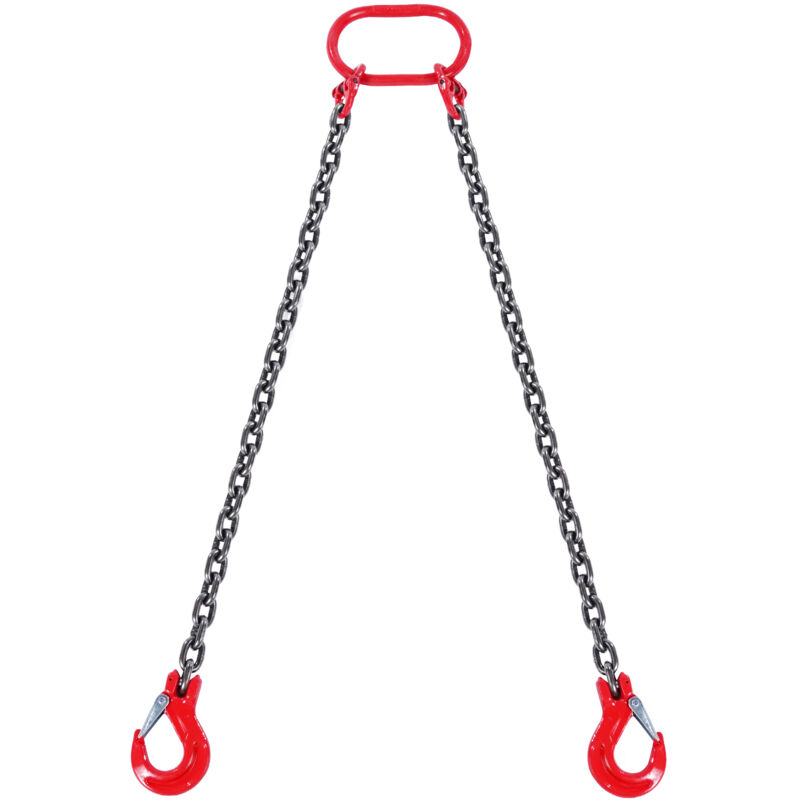 foto del prodotto imbracatura a catena di sollevamento a 2 gambe con ganci, 8 mm x 150 cm, capacita di carico sicura 2993 kg, grado 80, per carrello elevatore, paranco