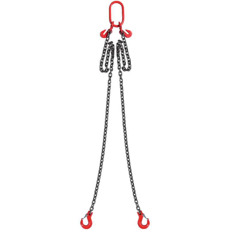 foto del prodotto imbracatura a catena di sollevamento a 2 gambe con ganci e regolatori, 8 mm x 180 cm, capacita carico 2993 kg, grado 80 per carrello elevatore,