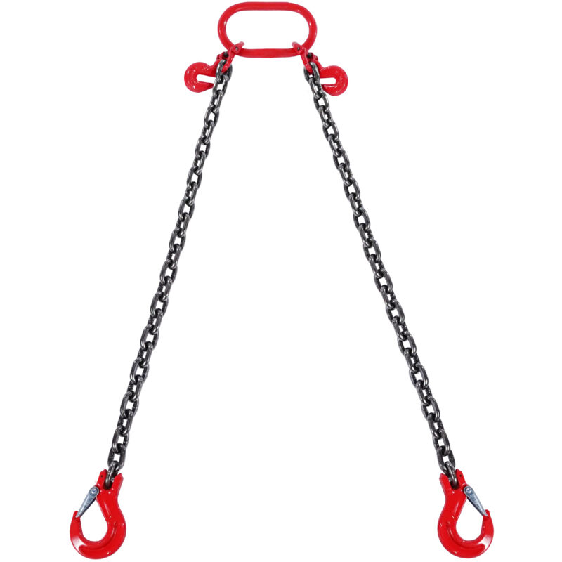 foto del prodotto imbracatura a catena di sollevamento a 2 gambe con ganci e regolatori, 8 mm x 180 cm, capacita carico 2993 kg, grado 80 per carrello elevatore,