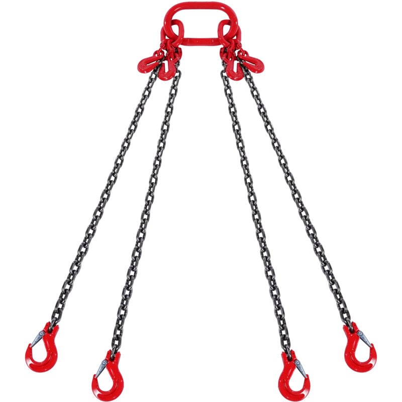foto del prodotto imbracatura a catena di sollevamento a 4 gambe con ganci e regolatori, 8mmx300cm, capacita di carico 5.000 kg, grado 80, per carrello elevatore,
