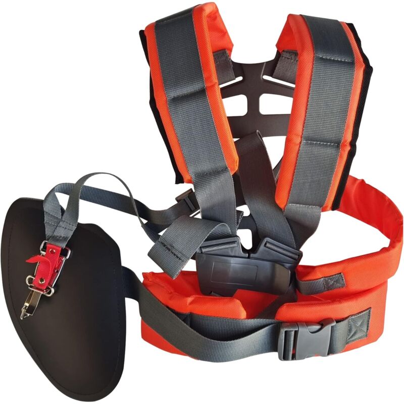 foto del prodotto imbracatura a doppia spalla per tosaerba, imbracatura regolabile per decespugliatore, tracolla professionale per decespugliatore