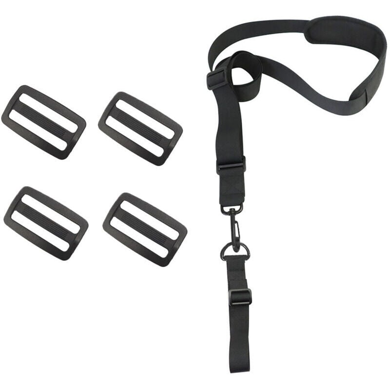 foto del prodotto imbracatura per decespugliatore con spallacci regolabili, tracolla universale professionale in nylon per decespugliatore, tagliabordi nero