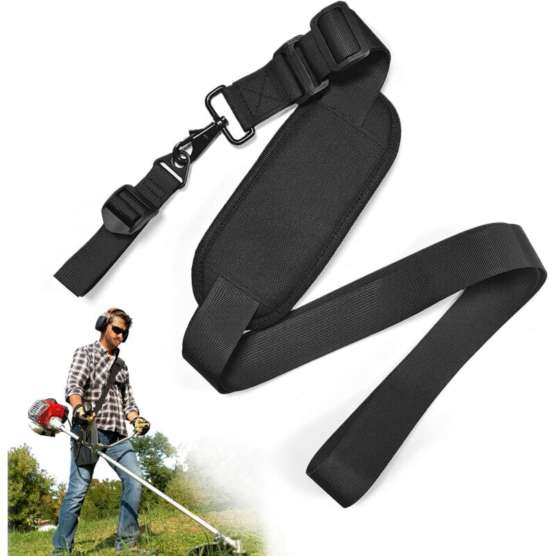 foto del prodotto imbracatura regolabile per decespugliatore, tracolla in nylon per decespugliatore, tracolla per motosega e tosaerba nera 