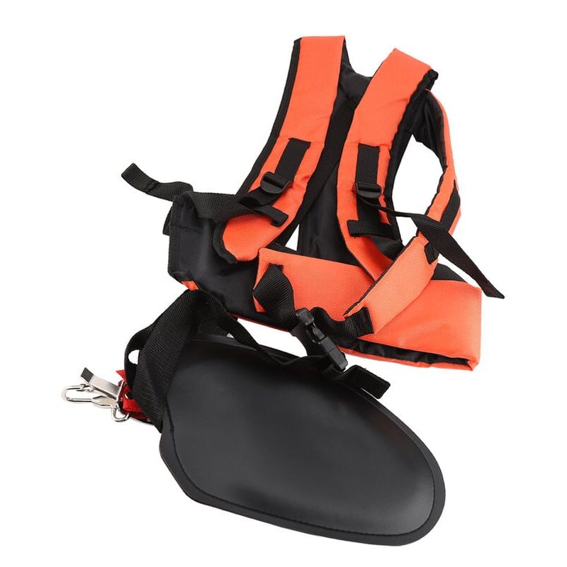 foto del prodotto imbracatura universale a doppia cinghia regolabile spallacci comfort per decespugliatore tosaerba macchina da giardinaggio con portaspazzole cintura