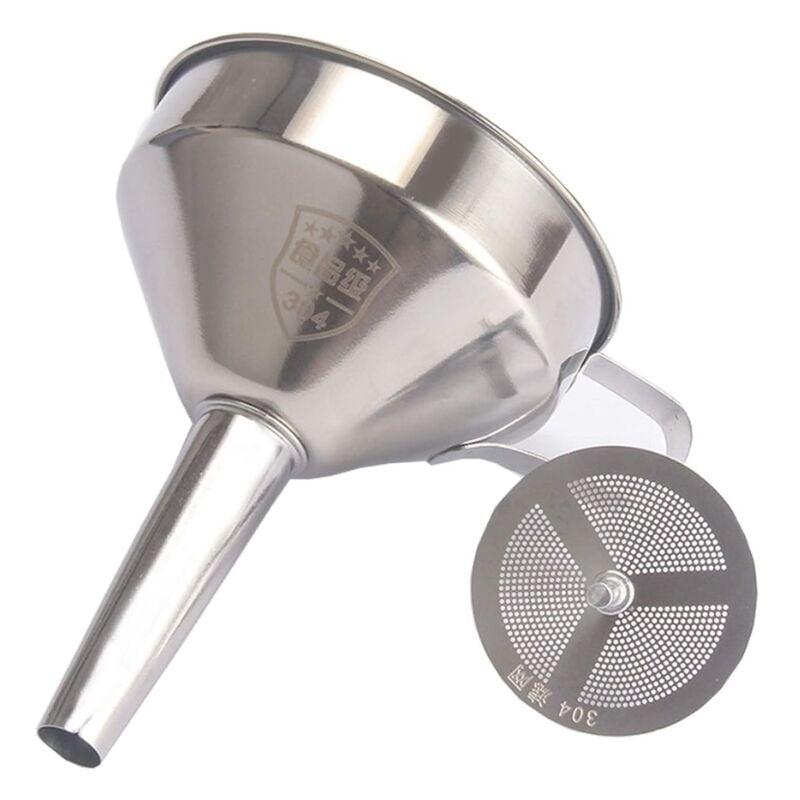 foto del prodotto imbuto filtrante in acciaio inossidabile, pratico set di imbuti, imbuto con filtro a setaccio, set di imbuti di alta qualit , imbuto in acciaio