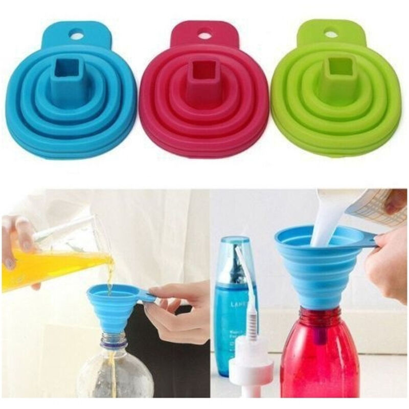foto del prodotto imbuto pieghevole salvaspazio in silicone flessibile da travaso cucina colorato - - trade shop traesio