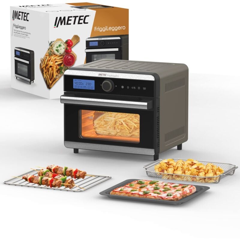 foto del prodotto imetec friggileggero friggitrice ad aria multifunzione, 12 programmi, riscaldamento rapido, 18 l, 1550 w, comandi digitali, cestello, griglia,